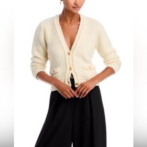 Frame cropped wool cardigan sweater